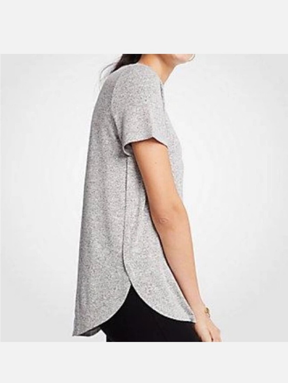 Ann Taylor Marled Tunic Tee in Gray Heather EUC XL